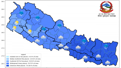 Photo of चार प्रदेशका पहाडी क्षेत्रमा आज भारी वर्षाको सम्भावना