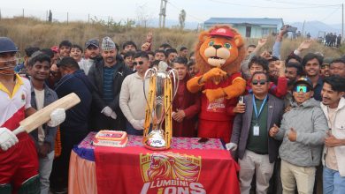 Photo of एनपीएल–२ ट्रफीसहित दाङमा लुम्बिनी लायन्सको विजय उत्सव