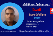 Photo of नुवाकोट-१ बाट रास्वपाका विक्रम तिमिल्सिना विजयी