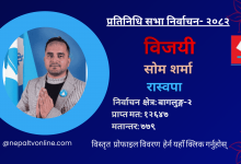 Photo of बागलुङ–२ मा रास्वपाका शर्मा विजयी