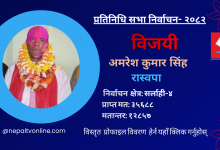 Photo of सर्लाही-४बाट काँग्रेस सभापति थापालाई हराउँदै रास्वपाका अमरेश कुमार सिंह विजयी