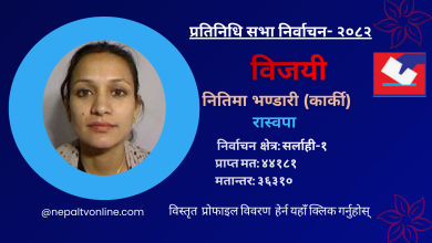 Photo of सर्लाही-१ बाट रास्वपाकी नितिमा भण्डारी कार्की विजयी