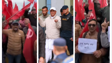 Photo of पूर्वप्रधानमन्त्री केपी ओलीको रिहाइको माग गर्दै नेकपा एमालेको विरोध प्रदर्शन