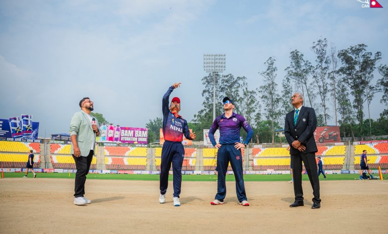 नेपाल र स्कटल्याण्डबीचको खेल जारी, टस जितेर ब्याटिङ गर्दै स्कटल्याण्ड