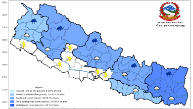 Photo of केही स्थानमा मध्यमस्तरको वर्षादेखि हुरीको सम्भावना