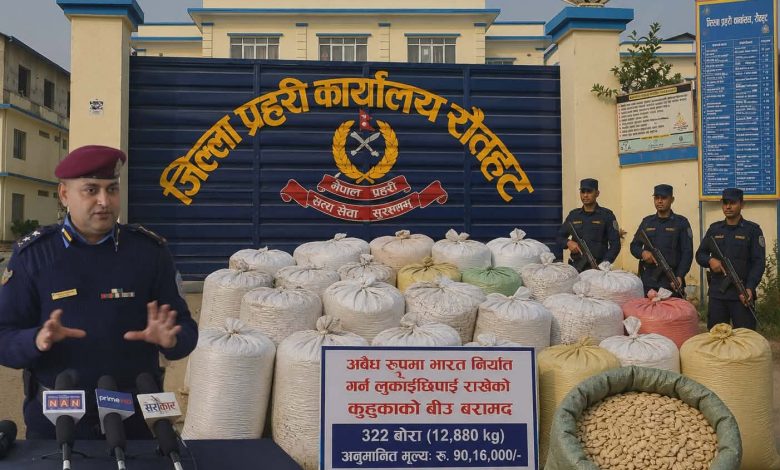 रौतहटमा ९० लाखभन्दा बढी मूल्यको अवैध फर्सीको बिउ बरामद, नियन्त्रणका क्रममा अश्रुग्यास समेत प्रहार