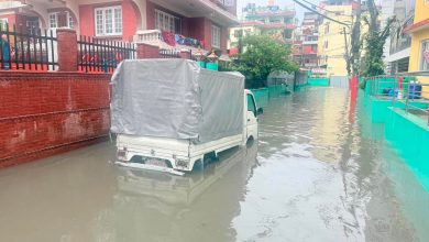 Photo of काठमाडौँमा पानी परेसँगै केही सडक र बस्ती जलमग्न
