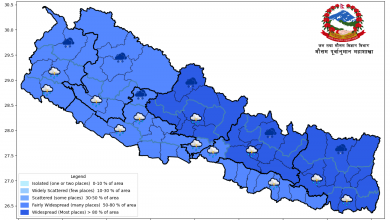 Photo of आज पनि देशका अधिकांश क्षेत्रमा वर्षाको सम्भावना, केही स्थानमा भारी वर्षा हुन सक्ने