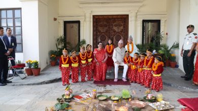 Photo of राष्ट्रपति पौडेलद्वारा नवकन्याको पूजाअर्चना